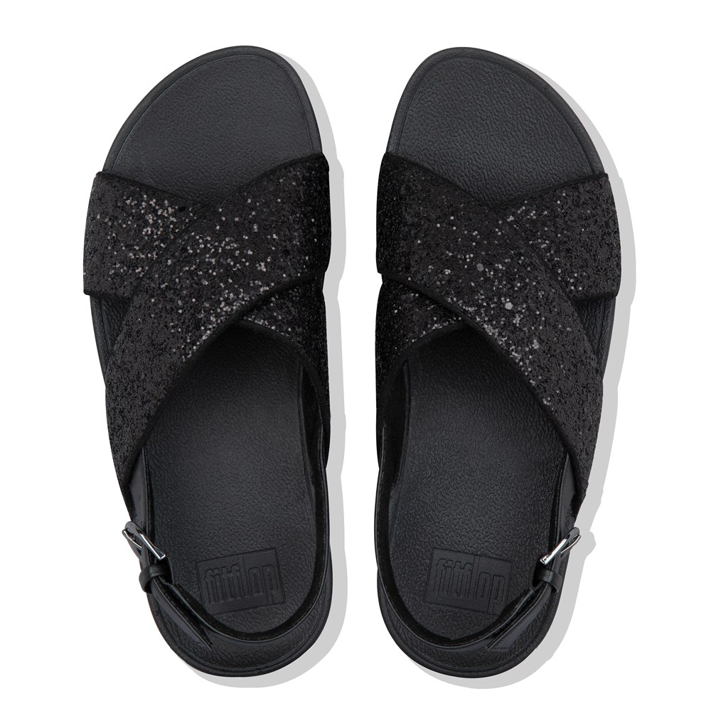 Fitflop Womens Sandals - Lulu Glitter Back-strap - Black - 298-XLPJER